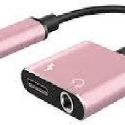 ELECOVER Gold Type C to 3.5mm Aux 2 in 1 Headphone AUX Splitter & Charging Converter Rose Gold Phone Converter image 1