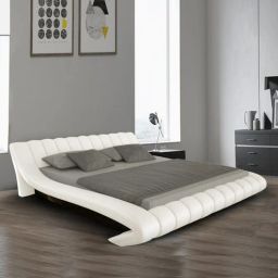 casacraft from pepperfry Oscar Leatherette King Size Bed In White Colour-picture-13