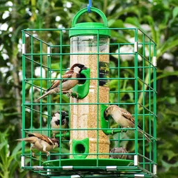 amijivdaya 6 Nozzle, Feeder with Metal Cage, Large Window Bird Feeder-picture-39