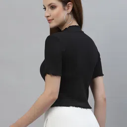 Friskers Pack Of 2 Black & Yellow Solid Organic Cotton Regular Tops image 4