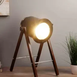 pristine interiors Black Metal Shade Table Lamp with Brown Base-picture-25