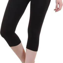 diaz Cotton Lycra plain capri for women,capri for ladies Women Purple, Black Capri image 3