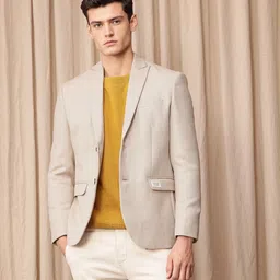 mr bowerbird Men Self Design Single Breasted Formal Blazer image 3