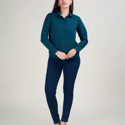 global nomad Women Regular Fit Solid Formal Shirt image 5