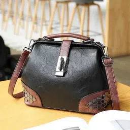 stylegarage Black Leather Shoulder Crossbody Vintage Women Handbag Sling Bag image 1