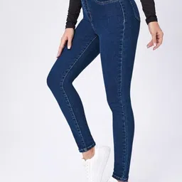 kashian Women Skinny High Rise Dark Blue Jeans image 3
