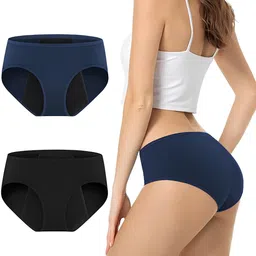 ummiss Pack of 2 Women Periods Black, Blue Panty image 1