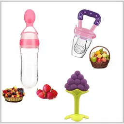 risty Baby Stand Teether, Fruit Feeder and Spoon Steel Bottle 240ml Feeder image 2