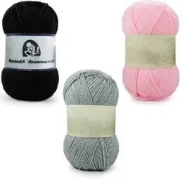 waaome ® Black,Grey & Pink Wool 300 Gram 100×3 Hand Knitting Art Craft Soft Yarn(WA179)-picture-16