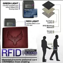 wild napa Men Maroon Genuine Leather RFID Wallet image 2