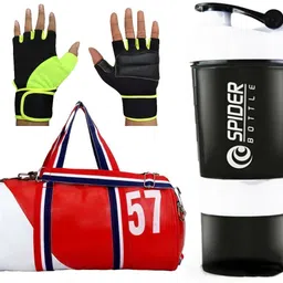 rocket sales 1 Gym Bag, Lycra 106 Gym Gloves With Wrist Support (Gr Fitness Accessory Kit Kit-picture-17