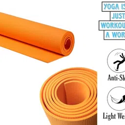 bikauaa EVA Yoga Mat with Carry Bag Anti-Slip Surface Sticky Sport Mat for Men and Women Orange 4 mm Yoga Mat image 2