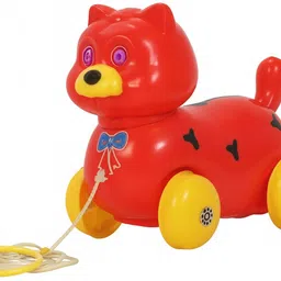 pizzlys Cute Red Pull Along Puppy Toy with Yellow Wheels for Kids-picture-22