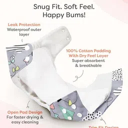 ger enterprises Washable Reusable Adjustable Baby Cloth Diapers Waterproof Multicolor Set of 5 image 4