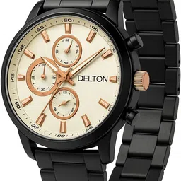 delton BLK Analog Watch - For Men Black Chronograph Men's Watch with Rose Gold Accents image 3