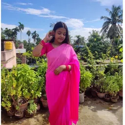 moda rapido Solid/Plain Bollywood Georgette Saree image 4