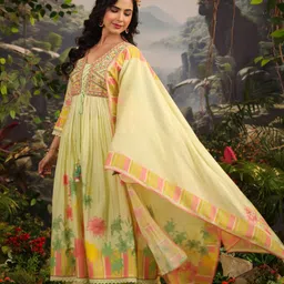 aaraas Women Pure Cotton Kurta Pant Dupatta Set image 4