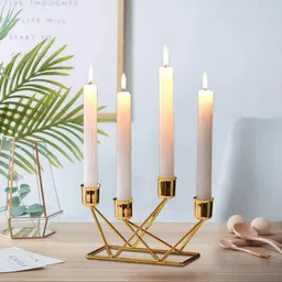 bhhandicrafts Golden Metal 4 Iron Tealight Candle Holder & Stands Diwali Decoration Item Gifts Iron 1 - Cup Candle Holder-picture-27