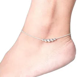 Dhruvs Collection 925 Silver Threaded Size Adjustable Snake Pattern Anklet For Girls & Women White Gold Anklet image 3