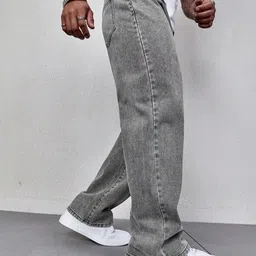 hoker Men Straight Fit Mid Rise Grey Jeans image 5