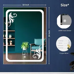 lge Bathroom Mirror with Led Lights - Wall-Mounted Wash Basin Mirror Bathroom Mirror image 3