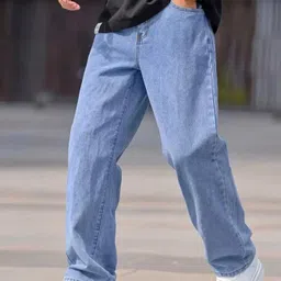 yanger boys Men Straight Fit Mid Rise Light Blue Jeans-picture-13