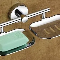 Double Soap Dish Stand, Double Soap dish Holder, Bathroom Accessories(Chrome Finish, 304 Stainless Steel) (Silver) PACK OF 1 steel Towel Holder-image-75