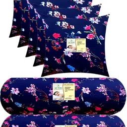 actos Microfibre Bolster Pack of 7 Floral Combo Set Of 5 Cushion And 2-picture-16