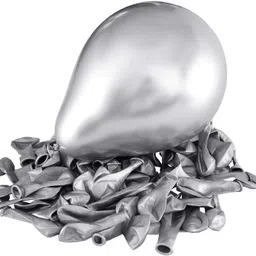 party gliters Solid Latex Metallic Balloons (Pack of 50) SILVER Balloon image 3