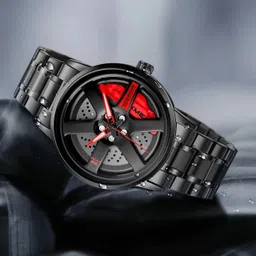 realbuff ClassyMen Spinner Watch | Rotating Gyro Watch | Red & Black Analog Watch Analog Watch - For Men Spinning car wheel rotating gyro red & balck watch-picture-17