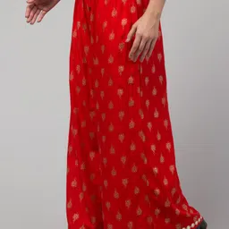 kgfonecloth Women Relaxed Red Viscose Rayon Trousers image 3