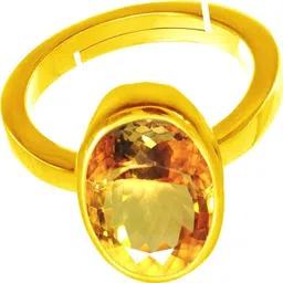 navya gems 9.25 Ratti 8.00 Carat Natural Citrine Ring Sunela Gemstone Gold Plated Ring Brass Citrine Gold Plated Ring image 3