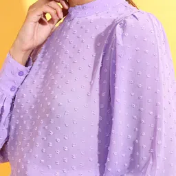 tokyo talkies Casual Regular Sleeves Self Design Women Purple Top image 5