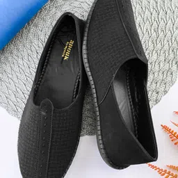 anouk black casual slip on suede comfortable footbed style ethnic sandals mojaris Mojaris For Men-picture-12