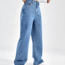 denim look Women Boot-Leg High Rise Light Blue Jeans-picture-10