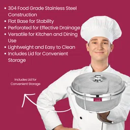 Amanda Deluxe Basket with LID | Fruits & Vegetables | 304 Food Grade Stainless Steel Fruit & Vegetable Basket image 4