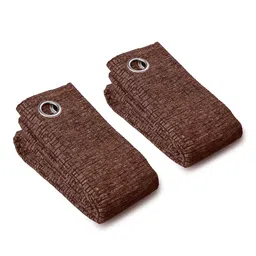 saral home Brown Polyester Solid 7ft Semisheer Eyelet Door Curtains (Pack of 2) image 3