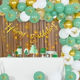 party midlinkerz Girl 1st First Happy Birthday Decoration kit items 78 Pc Net Curtain & Led Light-picture-16