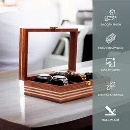 creation india craft Wooden Watch Box for Men, Watch Display Case, Handmade Watch Storage Organizer Watch Box image 5