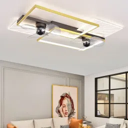 Gallop Gold Aluminium and Acrylic LED Smart Fan Chandelier By Smartway Lighting image 1