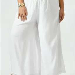 vaamii Women Flared White Viscose Rayon Trousers-picture-12