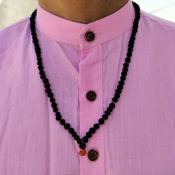 jupiter speaks 5 Mukhi / Face Black Rudraksha Mala Lab Certified for Neck Wearing Size 6 - 6.5 mm , 100% Original Panchmukhi 108 + 1 Ruthratcham Rosary Color Natural Black for Men and Women Wood Chain image 3