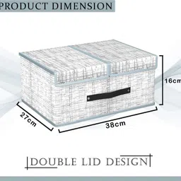 quail PC2 Non Woven Foldable Jute Print Storage Box with Double Lid & Handle for Cloth Storage Box image 5