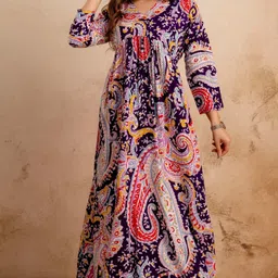 zyla Women Fit and Flare Purple Maxi/Full Length Dress-picture-12