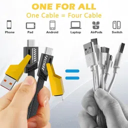 Glowing Galaxy 4-in-1 Cable 1 m Fast Charging Cable & Data Cable (Compatible with iPhones, Android & Laptops image 2