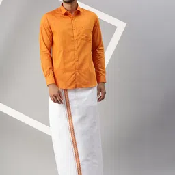 ramraj cotton Men Cotton Blend Shirt Dhoti Set image 5