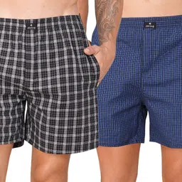 string Pack of 2 Checkered Men Multicolor Boxer Shorts image 1