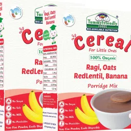 USDA Certified 100% Organic Sprouted Ragi, Oats, Red Lentil, Banana Porridge Mix , Made of Sprouted Whole Grain Ragi, Oats , Rich in Calcium, Iron, Fibre & Micro-Nutrients ,200g Each, 2Packs Cereal-image-22