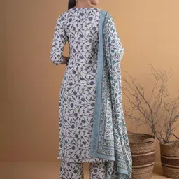 lamba creations Women Pure Cotton Kurti Pant Dupatta Set image 2