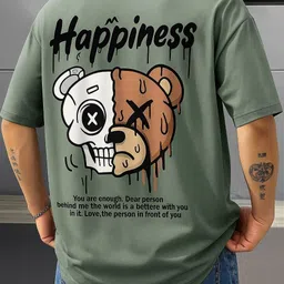 fab fashion studio Men Graphic Print Round Neck Polycotton Dark Green T-Shirt-picture-12